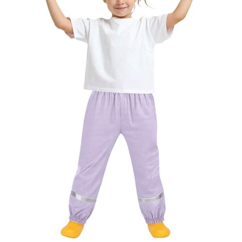 Image of Kids Waterproof Trousers Boys Girls – Lightweight Breathable Rain Pants with Reflective Strips, Mud Proof Dirt Resistant Overtrousers Outdoor School (UK, Age, 3 Years, 4 Years, Regular, Purple)