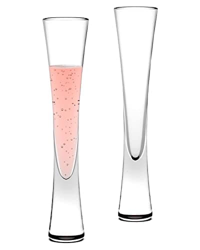 Image of karadrova 2x145ml Champagne Flutes, Prosecco Glasses, Handmade, Clear Crystal Champagne Liqueur Glasses, Prosecco Flute for Wedding Anniversary
