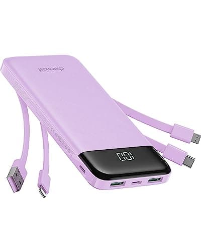Image of Charmast Power Bank with Built in Cables X 4, USB C Battery pack 6 Outputs 3 Inputs with LED Display Type C Powerbank Portable Charger Compatible with Smartphones Tablets and More