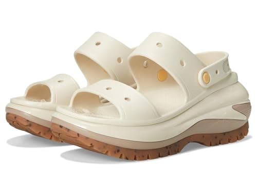 Image of Crocs Unisex Classic Mega Crush Platform Sandals Wedge, Taupe, 9 Women/7 Men