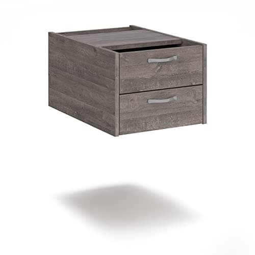 Image of Mr Office Maestro 25 shallow 2 drawer fixed pedestal for 600mm deep desks, Grey oak