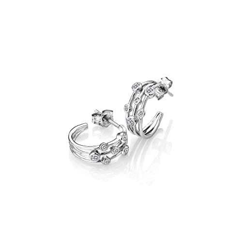Image of Hot Diamonds Tender Statement Topaz Hoop Earrings – Sterling Silver & White Topaz – Real Diamond Accent – 15mm Drop