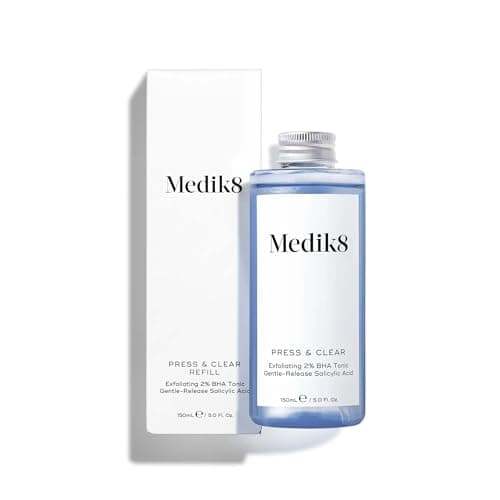 Image of Medik8 Press & Clear Refill - Exfoliating 2% BHA Clarifying Toner - Salicylic & Tranexamic Acid - Reduces Blemishes, Blackheads & Oiliness - 150ml