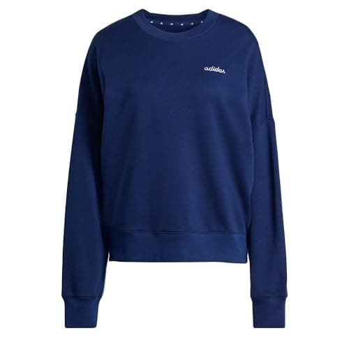 Image of adidas Women's Seasonal Essentials Colorpop Sweatshirt with Embroidered Graphic, dark blue/white, S