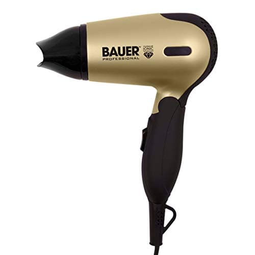 Image of Bauer Professional 38850 Travel Hair Dryer Set/Compact 1200W Travel Hair Dryer with Folding Handle/Carry Case, Hairbrush & Comb / 2 Heat & Speed Settings/Lightweight, Portable, Dual Voltage