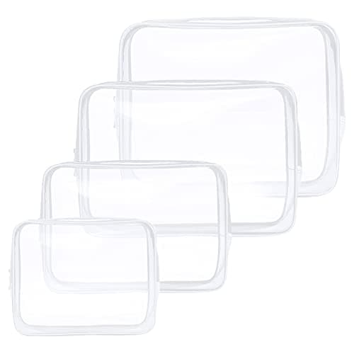 Image of Aucuu Clear Toiletries Bag, 4 Pack PVC Waterproof Toiletries Carry Pouch, TSA Approved Travel Toiletry Bag with Zipper, Multi-Size Cosmetic Makeup Bags for Women and Kids - Travel Business