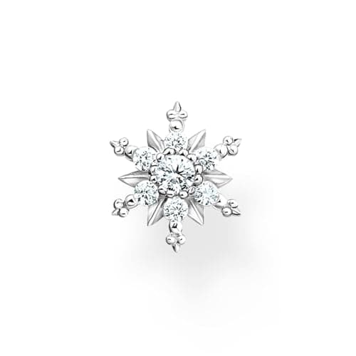Image of THOMAS SABO Women Single ear stud snowflake with white stones silver 925 Sterling Silver H2260-051-14