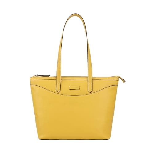 Image of Lloyd Baker London – GLOSHI Leather Tote Bag: Women's Classic Modern Design in 100% Genuine Full Grain Leather with a Full Zip Closure- CEYLON YELLOW (Yellow)