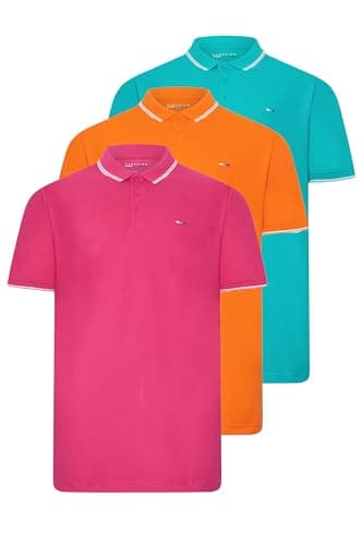 Image of BadRhino Big & Tall 3 Pack & Orange Tipped Polo Shirts - Men's - Plus Size Curve