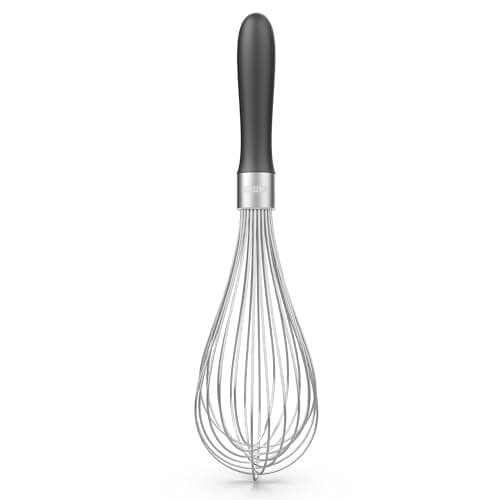 Image of U-Taste Kitchen Whisk: 18/10 Stainless Steel Balloon Whisk 30 cm Large Egg Beater with 12 High Flex Wires and Non-Slip Silicone Handle for Whipping Blending Mixing Batter Creams Sauces (Black)