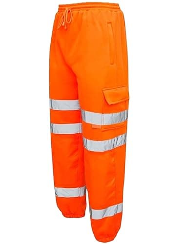 Image of shelikes Mens Hi Vis Viz Jogging Bottoms Combat Trousers Workwear Joggers Orange