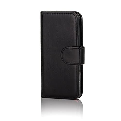 Image of 32nd Book Wallet PU Leather Flip Case Cover For Apple iPhone 5, 5S & SE (2016), Design With Card Slot and Magnetic Closure - Black