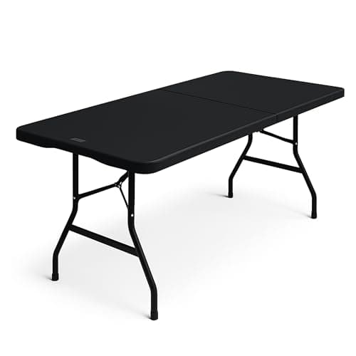 Image of SAKUSEI Anthracite 6ft 1.8m Heavy Duty Folding Trestle Table. 150kg capacity. For Party, Garden, Patio, Office, Dining, indoor or Outdoor Use. With Carry Handle. Folds Away (Anthracite)