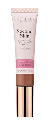 Image of Second Skin Matte Liquid Face Foundation from Sculpted by Aimee - 32ml Buildable, Medium Coverage Foundation with Matte Finish, Hyaluronic Acid, Collagen Boosting Formula, SPF 50, (Tan 5.0)