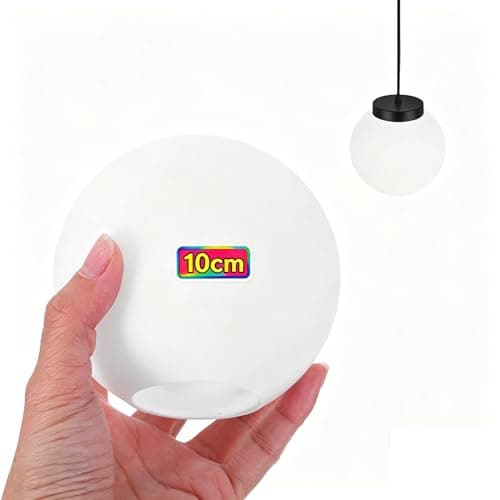 Image of Healeved Matte Milk White Frosted Glass Globe Lampshade 10Cm Diameter with 4Cm Opening, Round Pendant Light Shade Cover for Bedroom Office Ceiling Lamp Fixture