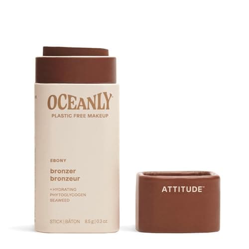 Image of ATTITUDE Oceanly Plastic-Free Lightweight Bronzer Stick, Titanium Dioxide-Free, EWG Verified, Vegan Makeup, Ebony, 8.5 grams