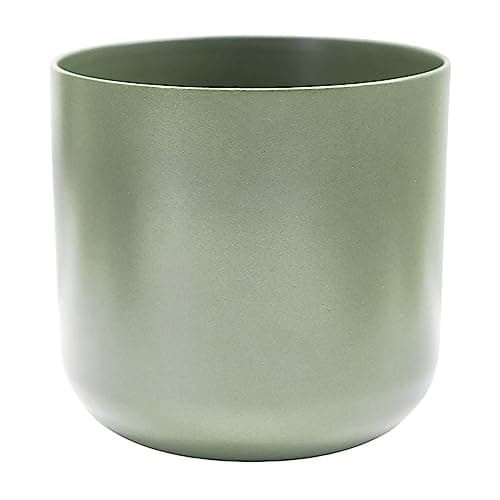 Image of Ivyline Lisbon Planter in Sage - Waterproof, Durable & Stylish - Contemporary Premium Glazed Decorative Indoor Ceramic Flower Pot - H15cm x D15cm