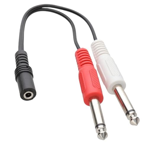 Image of kenable 3.5mm Stereo Jack Socket to Twin 6.35mm Mono Jack Plugs Adapter Cable
