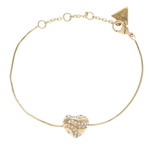 Image of GUESS In My Heart Snake Chain Bracelet S Yellow Gold