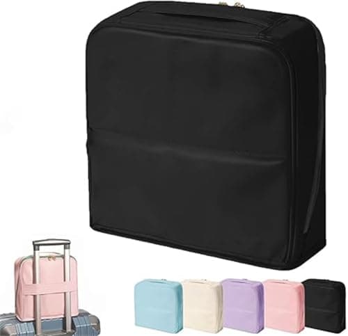 Image of Stylish Handheld Partitioned Cosmetic Bag, Portable Standing Travel Makeup Bag with Compartments & Mirror, Large Capacity Cloth Standing Makeup Bag, for Travel & Daily Use (Black)