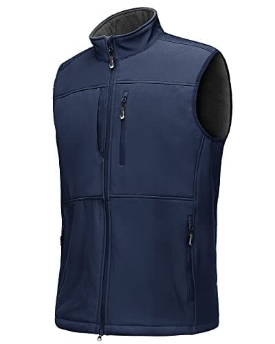 Image of 33,000ft Mens Softshell Gilet Activewear Vests Windproof Fleece Lined Outerwear Zipped Pockets Sleeveless Softshell Jacket for Leisure, Golf, Travelling Blue XL