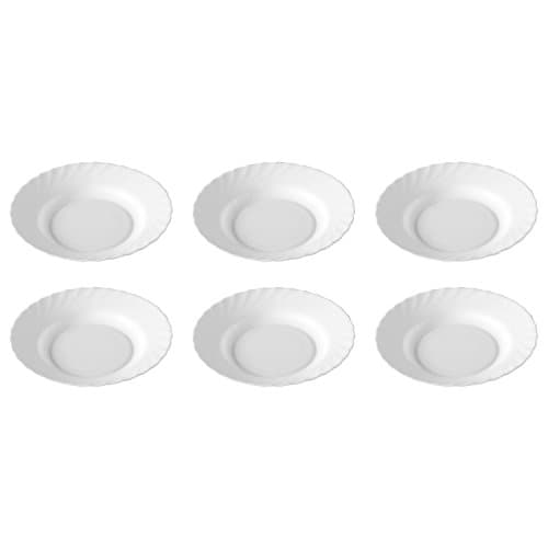 Image of Luminarc Trianon Soup Plate Deep Diameter: 22.5 cm, Opal Glass, White (Pack of 6)