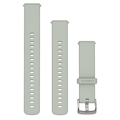 Image of Garmin Quick Release Bands (18mm), suitable for selected Forerunner-,Venu- and vívoactive smartwatch series, Original accessory, Silicone, Sage Grey with Silver Hardware