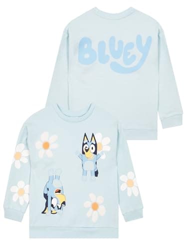 Image of Bluey Sweatshirt | Flower Girls Jumpers | Floral Girls Sweatshirt | Kids Jumpers | Blue 4-5 Years