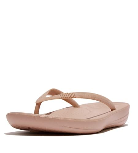 Image of Fitflop Women's iQushion Ergonomic Flip Flops - Lightweight & Comfortable with Natural Arch Support - Beige - 6 UK