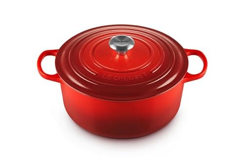 Image of Le Creuset Signature Enamelled Cast Iron Round Casserole Dish With Lid, 28 cm, 6.7 Litre, Cerise, 21177280602430