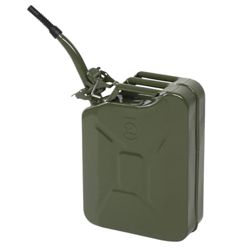 Image of 20L Fuel Oil Storage Can Metal Petrol Diesel Tank with Spout,Jerry Can Fuel Can Metal Petrol Can Water Container Cans Large Liquid Storage Canister For Diesel,Petrol,Oil & Water Container, Army Green