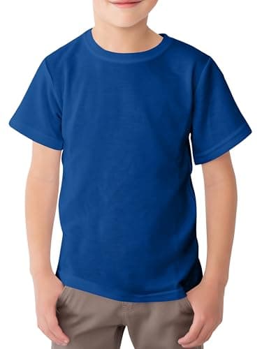 Image of Looks Divine Gift Kids T-Shirt Crew Neck Short Sleeve Boys Cotton T-Shirts Plain Tops for Childerns (UK, Age, 5 Years, 6 Years, Regular, Royal Blue)