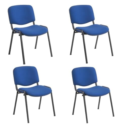 Image of Office Hippo Heavy Duty Stackable Reception Chair, Black Frame, Fabric, Royal Blue, Pack of 4