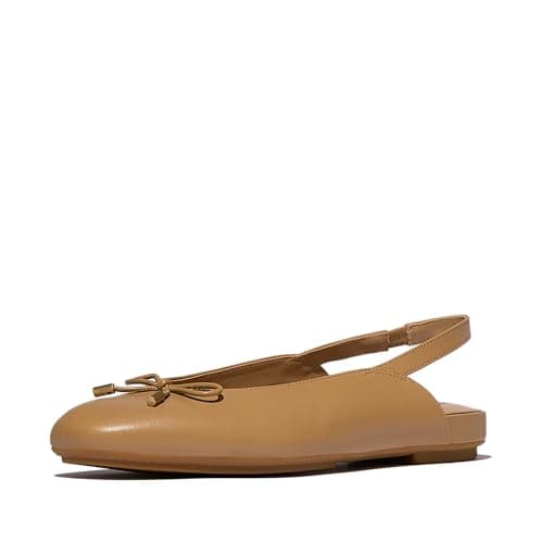 Image of Fitflop DELICATO Bow Leather Slingbacks Camel