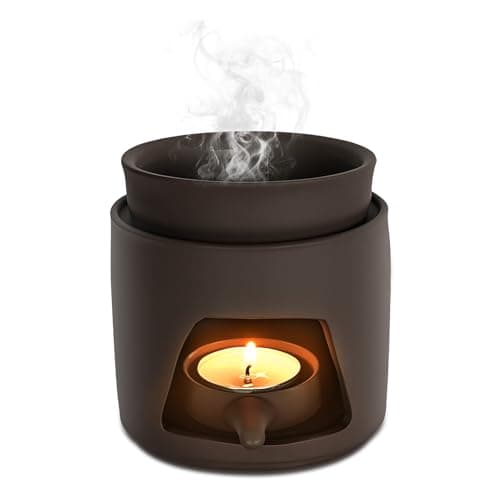Image of NUTKIT Wax Melt Burner, Ceramic Oil Burner Aroma Diffuser, Decorative Cylinder Tealight Candle Wax Burner, Essential Ceramic Oil burner for Home Office Decor