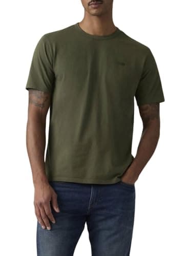 Image of Levi's Men's T-Shirt Original in Cotton with Crew Neck, Green (Garment Dye Deep Dep), L