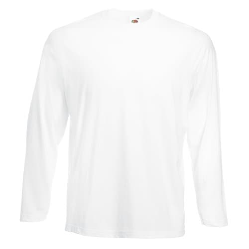 Image of Fruit of the Loom Valueweight Crew Neck Long Sleeve T-Shirt 3XL White Cotton