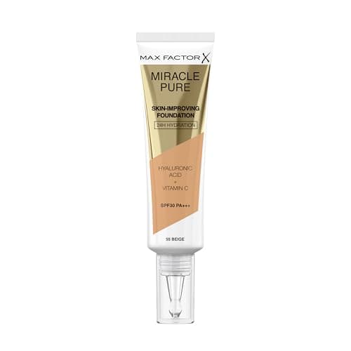 Image of Max Factor Miracle Pure Liquid Foundation, Beige, Full Coverage, Flawless and Radiant Finish, Lightweight Formula, Smudge Resistant, Non Pore-Clogging, Fragrance Free, 35ml