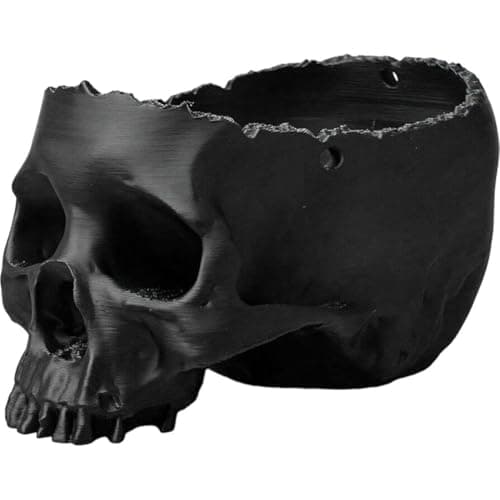Image of Baokuan Skull Planter Pot for Plants - Realistic Human Skull Head Flower Pot, Halloween/gothic Décor, Resin Planter for Succulents, Bonsai, Home Bar, Desk, Spooky Gift Idea