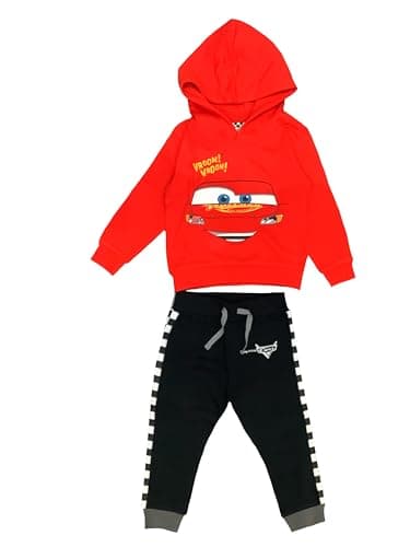 Image of Disney Cars Boys Tracksuit, Jogging Set, Hoodie and Bottoms featuring Lightning McQueen, Red, Age 18-24 Months