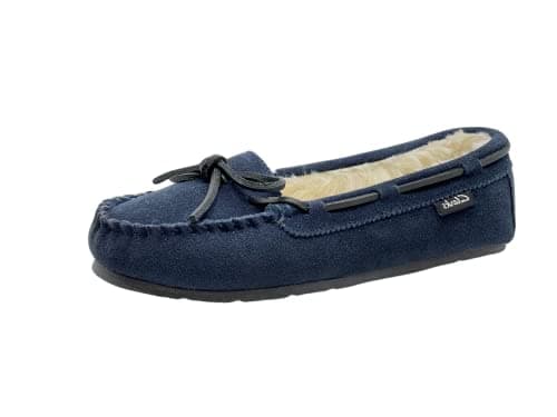Image of Clarks Women's Suede Moc Indoor and Outdoor Slipper (6 M US, Navy)