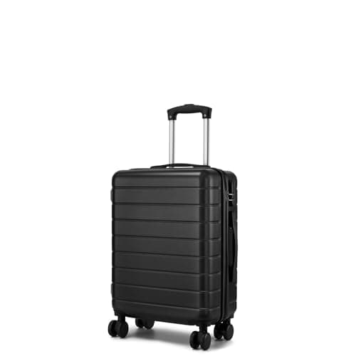 Image of Shavont 55x40x20 Ryanair EasyJet Carry On Suitcase, Lightweight ABS Hand Luggage for Short Trips, Hard Shell Cabin Bag with 4 Spinner Wheels, Combination Lock and Telescopic Handle (Black)