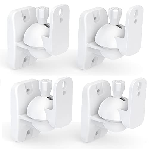 Image of HomeMount Wall Mount Brackets - Universal Speaker Mounts, Bookshelf Speaker Kit, Supports Up to 8 lbs, 4 Pack, White