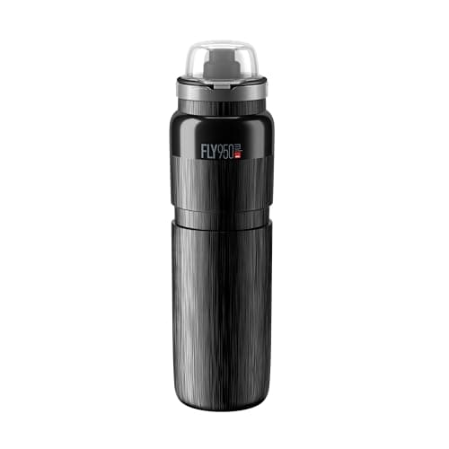 Image of ELITE Fly MTB Water Bottle Black – Ultra Lightweight Mountain Bike Cycling Bottle with Dust Cap – 950ml – For Trail Riding, XC & Enduro