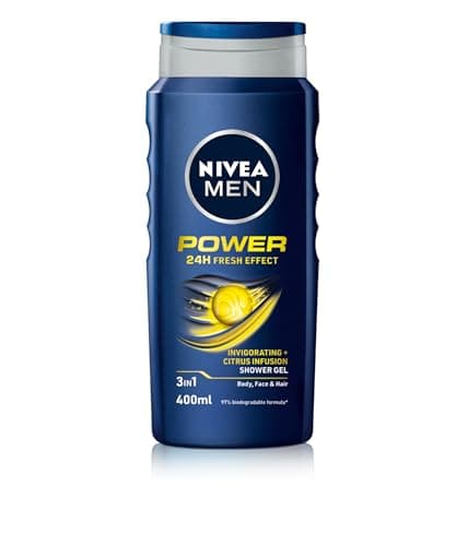 Image of NIVEA MEN Power Fresh Shower Gel (400 ml, Pack of 6), Moisturising Body Wash with Aloe Vera, All-in-1 Formula for Men