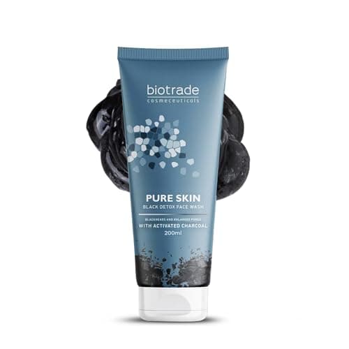 Image of Biotrade Pure Skin Black Detox Face Wash Gel with Activated Charcoal – Gentle Facial Cleanser for All Skin Types with Blackheads and Enlarged Pores – 200 mL
