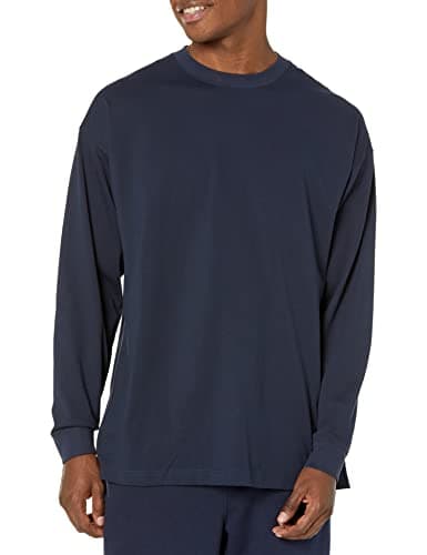 Image of Amazon Essentials Men's Oversized Long-Sleeved Organic Cotton T-Shirt, Navy, XL