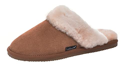 Image of Lambland Ladies Sheepskin Lined Slip On Mule Slippers Chestnut Size UK 6