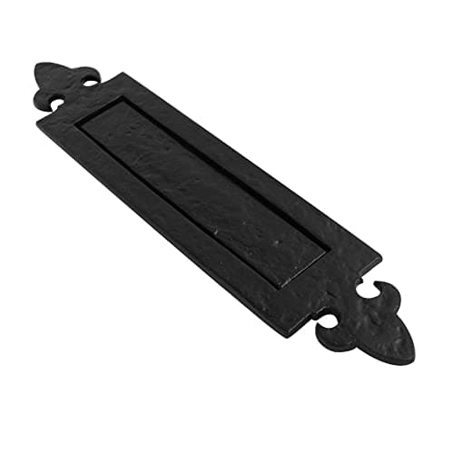 Image of Black Antique Letter Plate Plain or Fleur De LYS Cast Iron