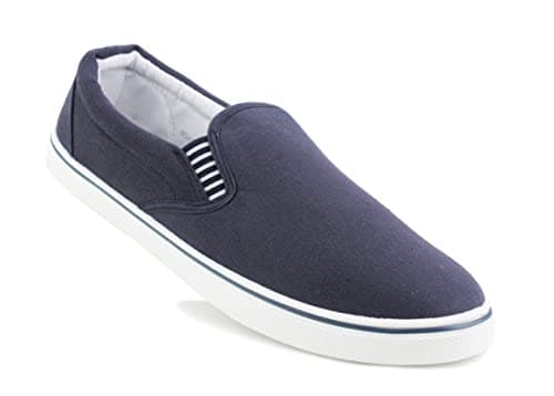 Image of DEK Mens Slip On Canvas Flat Boat Yachting Deck Plimsoll Espadrilles Casual Pumps Trainers Shoes (Navy, Numeric_9)